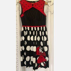 Disney Parks The Dress Shop Dress Minnie Mouse Polka Dot Keyhole Retro Sz Large